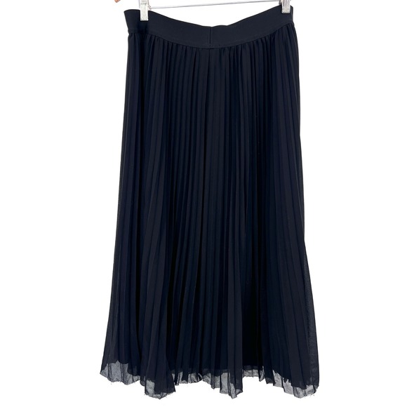 Quince Black Chiffon Pleated Midi Skirt XL - Picture 5 of 9